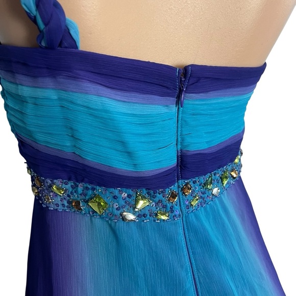 Camille La Vie Y2K Elegant Purple and Blue One-Shoulder Beaded Dress - Picture 10 of 12